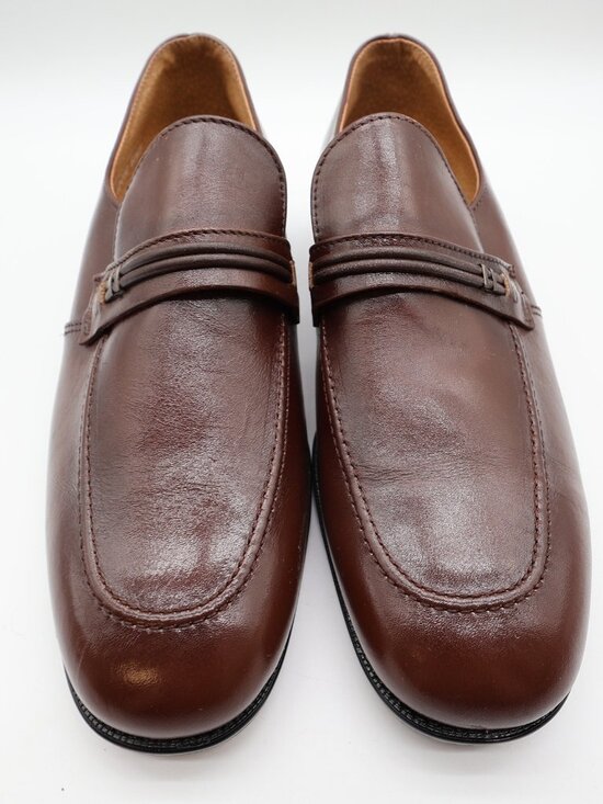 Barclay Men\'s 10.5 D Brown Leather Slip-On Dress Loafers Vintage USA Made main image 8